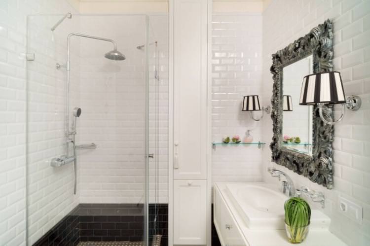 Ванна з душовою кабіною в класичному стилі - Дизайн інтер'єру