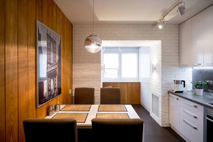 Кухня, суміщена з балконом - дизайн інтер'єру фото