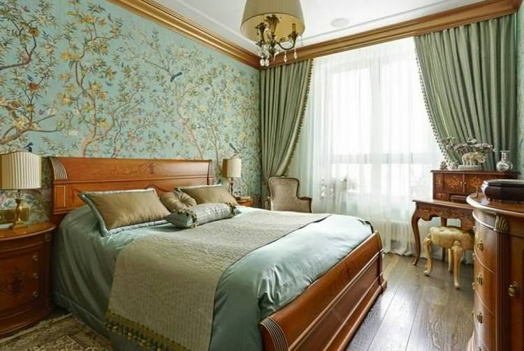 Зелена спальня в класичному стилі - Дизайн інтер'єру