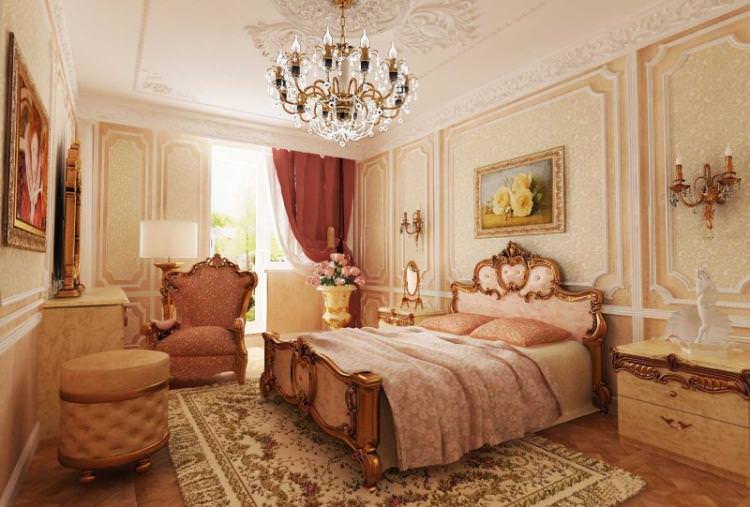 Дизайн інтер'єру спальні в стилі бароко