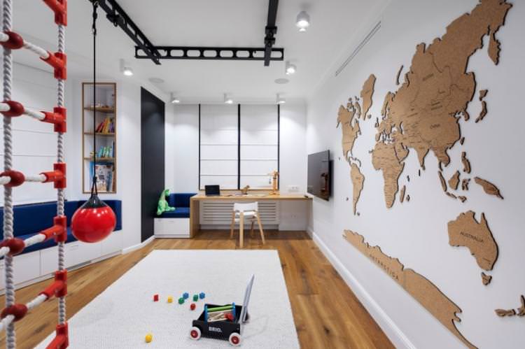 Біла дитяча кімната для хлопчика - Дизайн інтер'єру