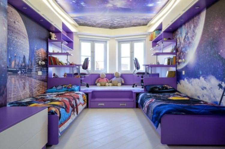 Фіолетова дитяча кімната для хлопчика - Дизайн інтер'єру