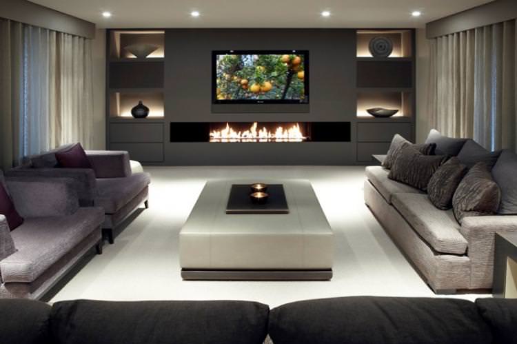 Телевізор з каміном - Дизайн стіни з телевізором