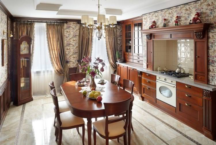 Оздоблення підлоги - Дизайн кухні в класичному стилі