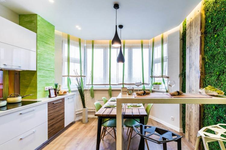 Кухня 11 кв.м. в еко-стилі - Дизайн інтер'єру