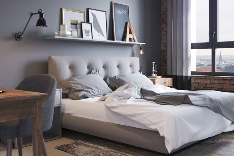 Сірий колір в інтер'єрі спальні
