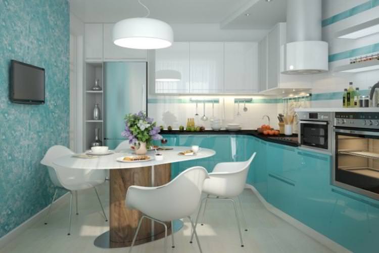 Бірюзовий колір в інтер'єрі кухні
