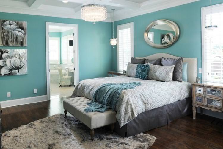 Бірюзовий колір в інтер'єрі спальні