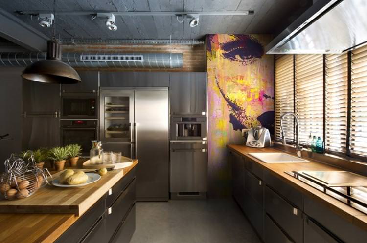 Кухня - Дизайн квартири в стилі лофт