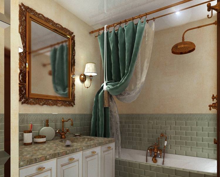 Ванна кімната в хрущовці в англійському стилі - Дизайн інтер'єру