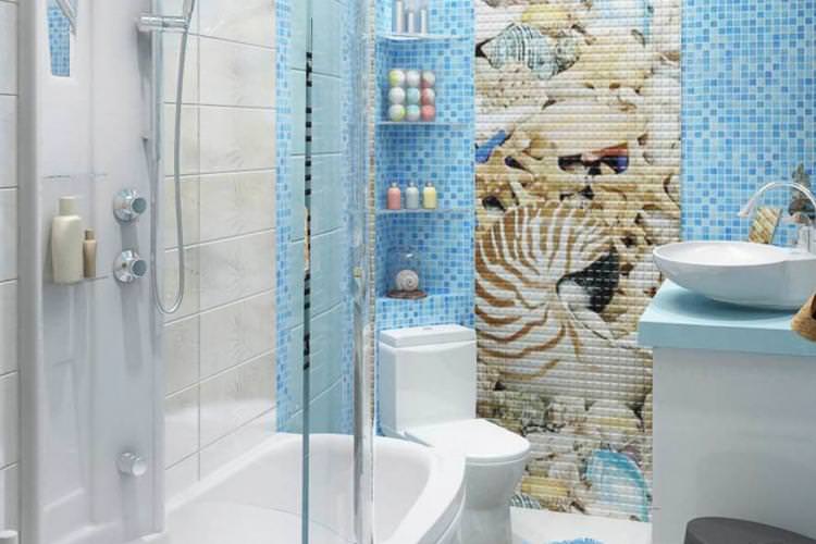 Ванна кімната в хрущовці в морському стилі - Дизайн інтер'єру