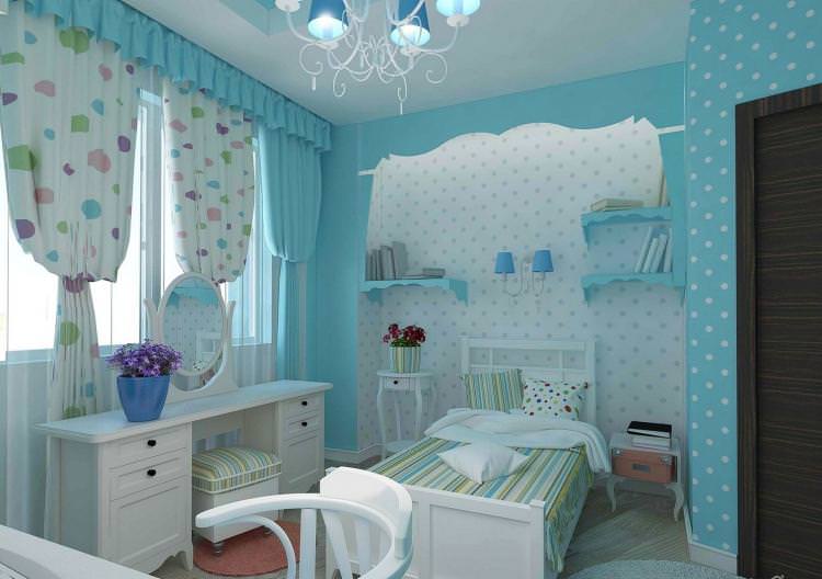 Синя дитяча кімната для дівчинки - Дизайн інтер'єру