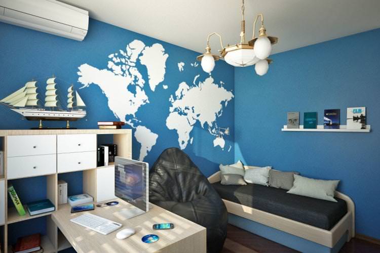 Синя кімната для підлітка - Дизайн інтер'єру