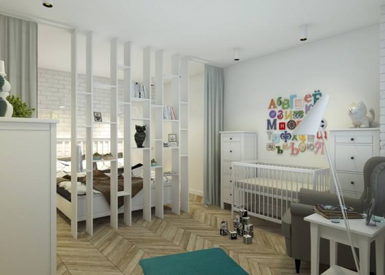 Фізичне зонування кімнати для батьків та дитини