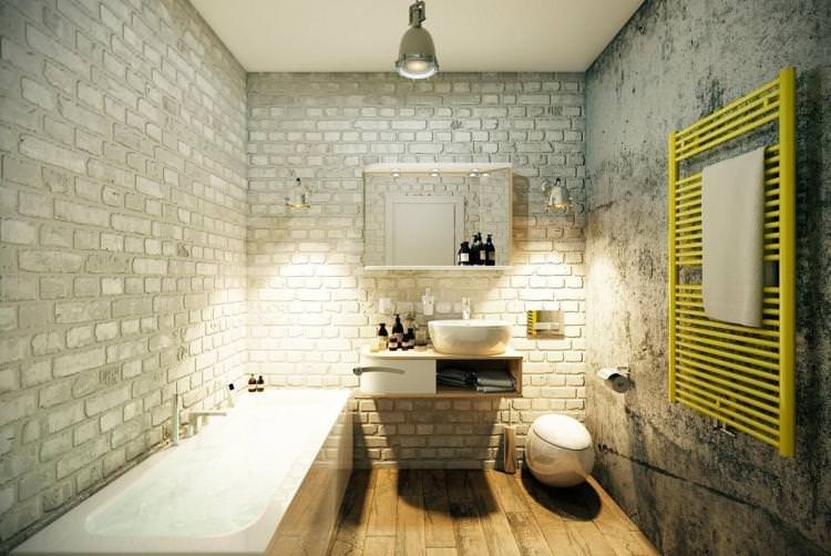 Ванна кімната - Шпалери під цегляну кладку в інтер'єрі