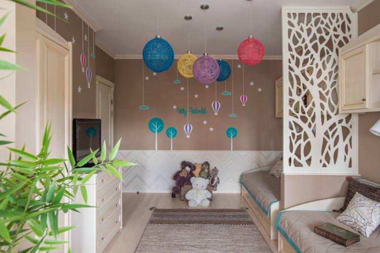 Гіпсокартонні конструкції - Зонування дитячої кімнати для різностатевих дітей