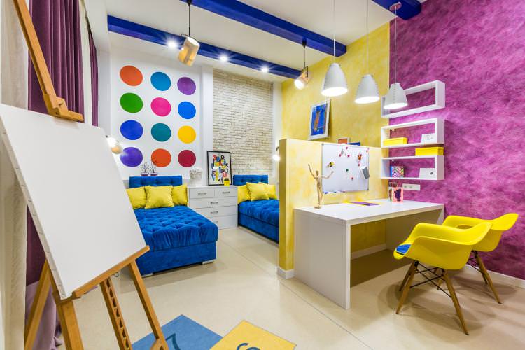 Дизайн інтер'єру дитячої кімнати для різностатевих дітей - фото