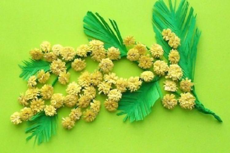Гілочка мімози - Квіти із серветок своїми руками