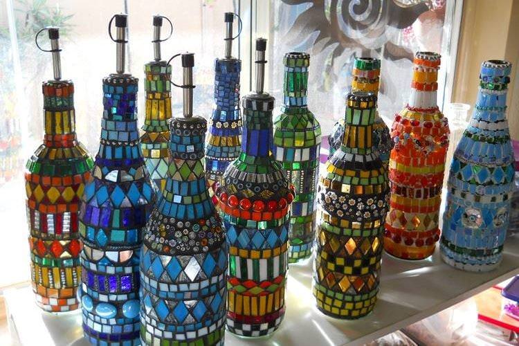 Мозаїчні пляшки - Вироби своїми руками з усякої всячини