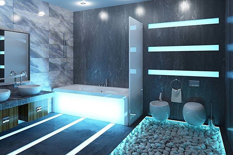 Дизайн ванної кімнати у стилі хай-тек